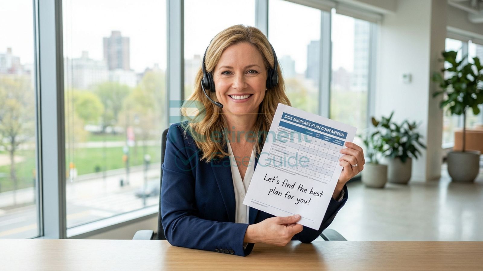 Licensed Medicare specialist providing a plan comparison review for a retiree.