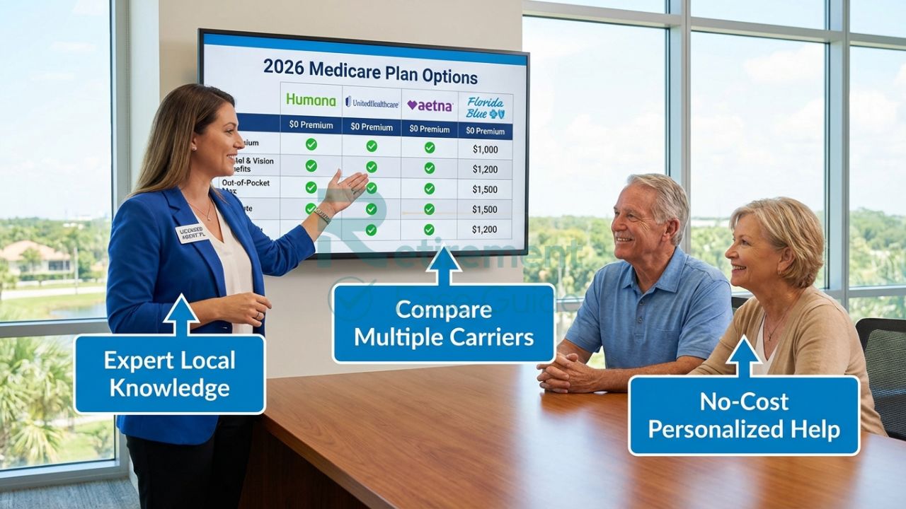 Local Medicare agent in Florida helping retirees compare 2026 Medicare Advantage and Medigap plans