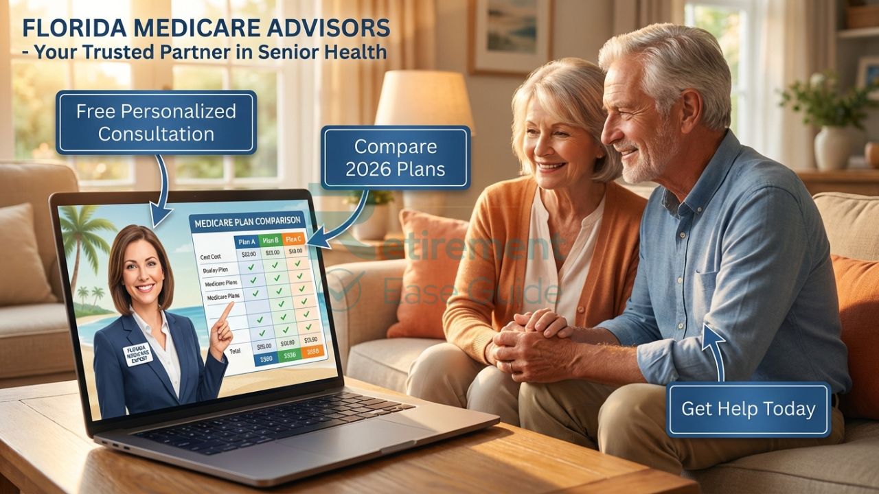 Senior couple getting personalized help from a local Medicare agent in Florida for 2026 plans