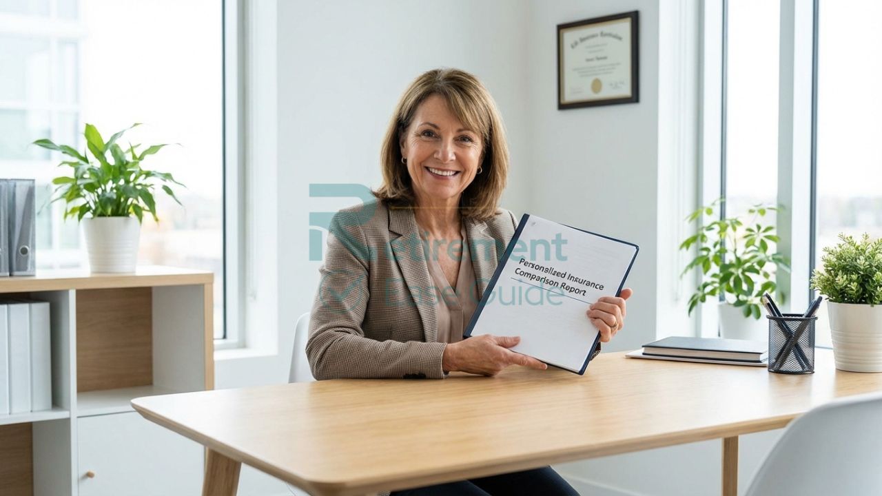 Senior life insurance specialist providing a personalized comparison report.