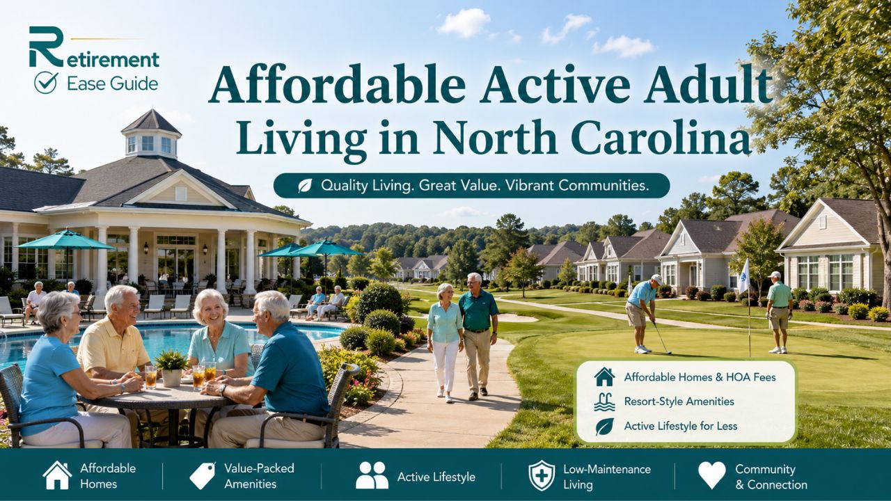 Attractive and affordable 55+ retirement community in North Carolina with homes and amenities