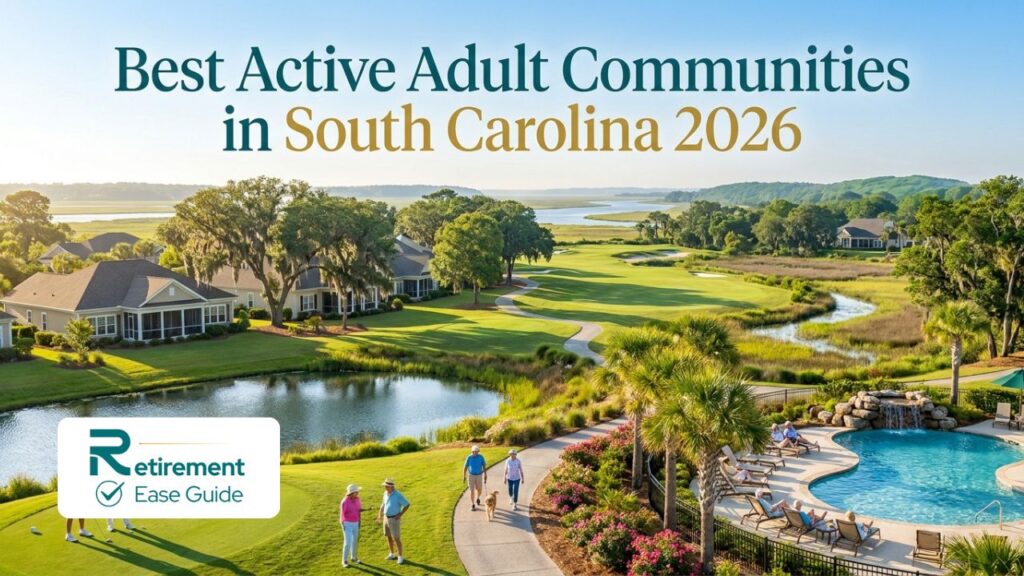 Beautiful 55+ active adult retirement community in South Carolina with golf course, homes, and sunny Lowcountry landscape
