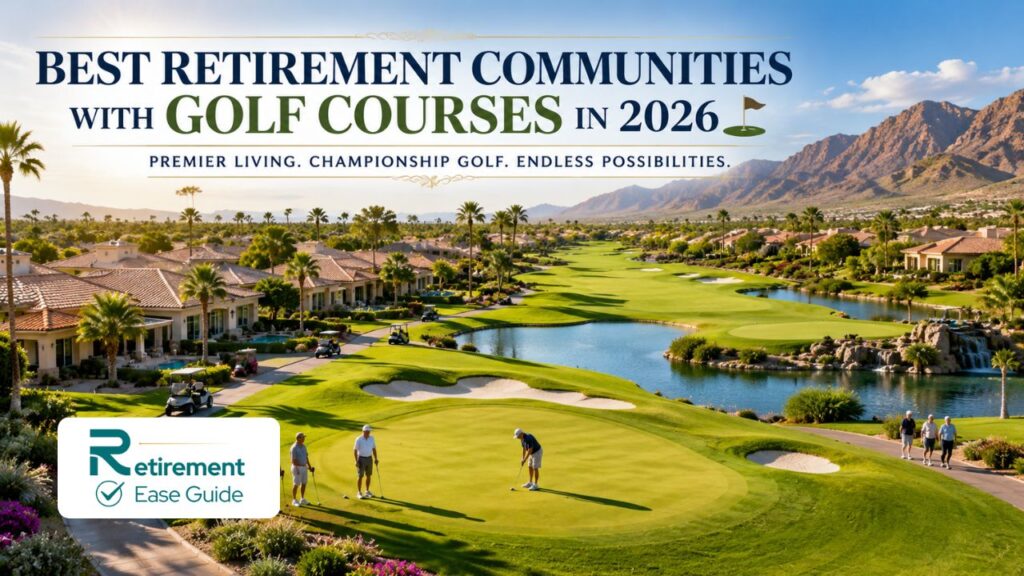 Luxurious retirement community with golf course in Florida or Arizona with beautiful homes and sunny skies