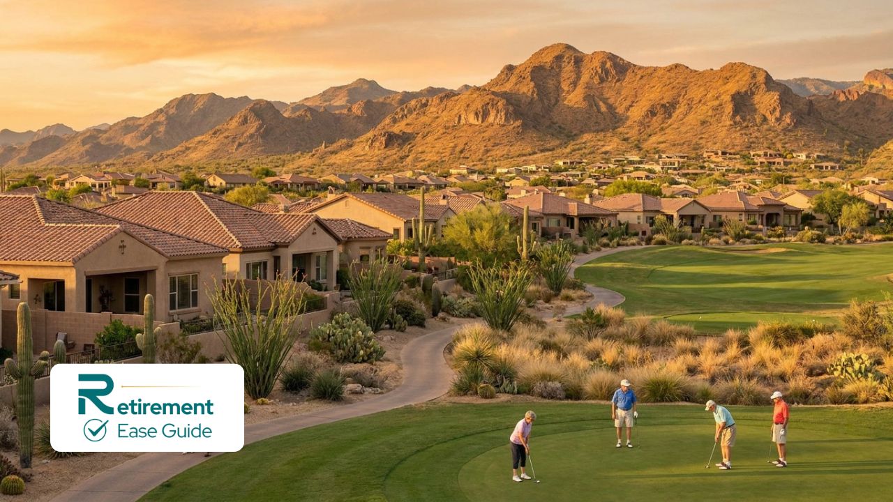 Value 55+ retirement community in Arizona with desert landscape and golf course