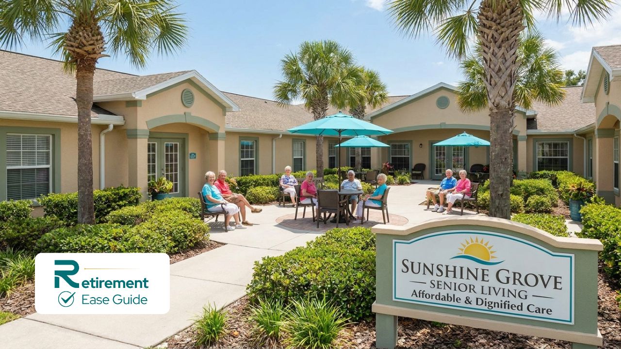 Modest yet comfortable low-income assisted living home in Florida with residents