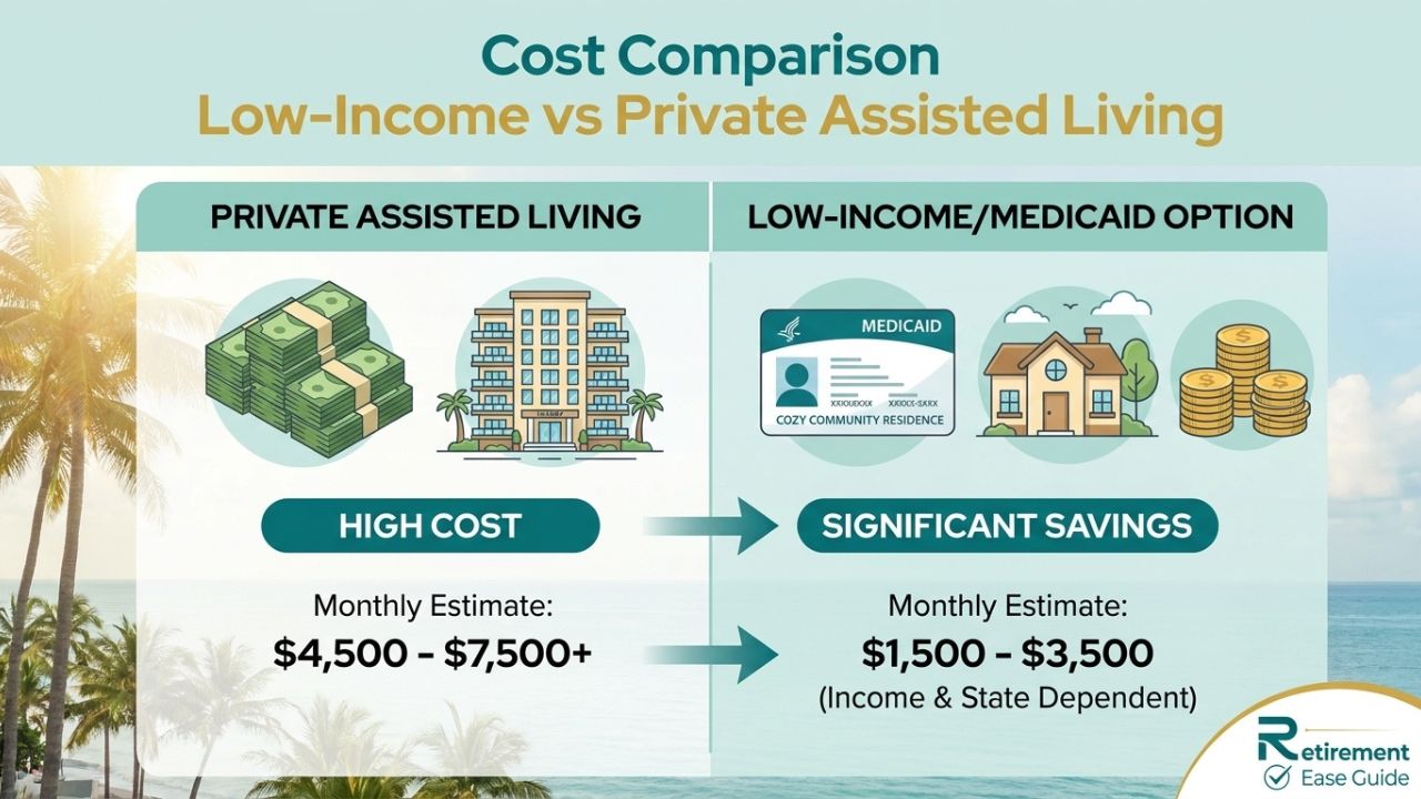 Cost comparison chart showing affordable Medicaid assisted living options in Miami and Florida