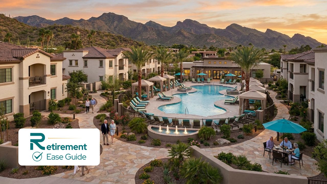 High-end luxury senior living resort in Scottsdale Arizona with desert landscape