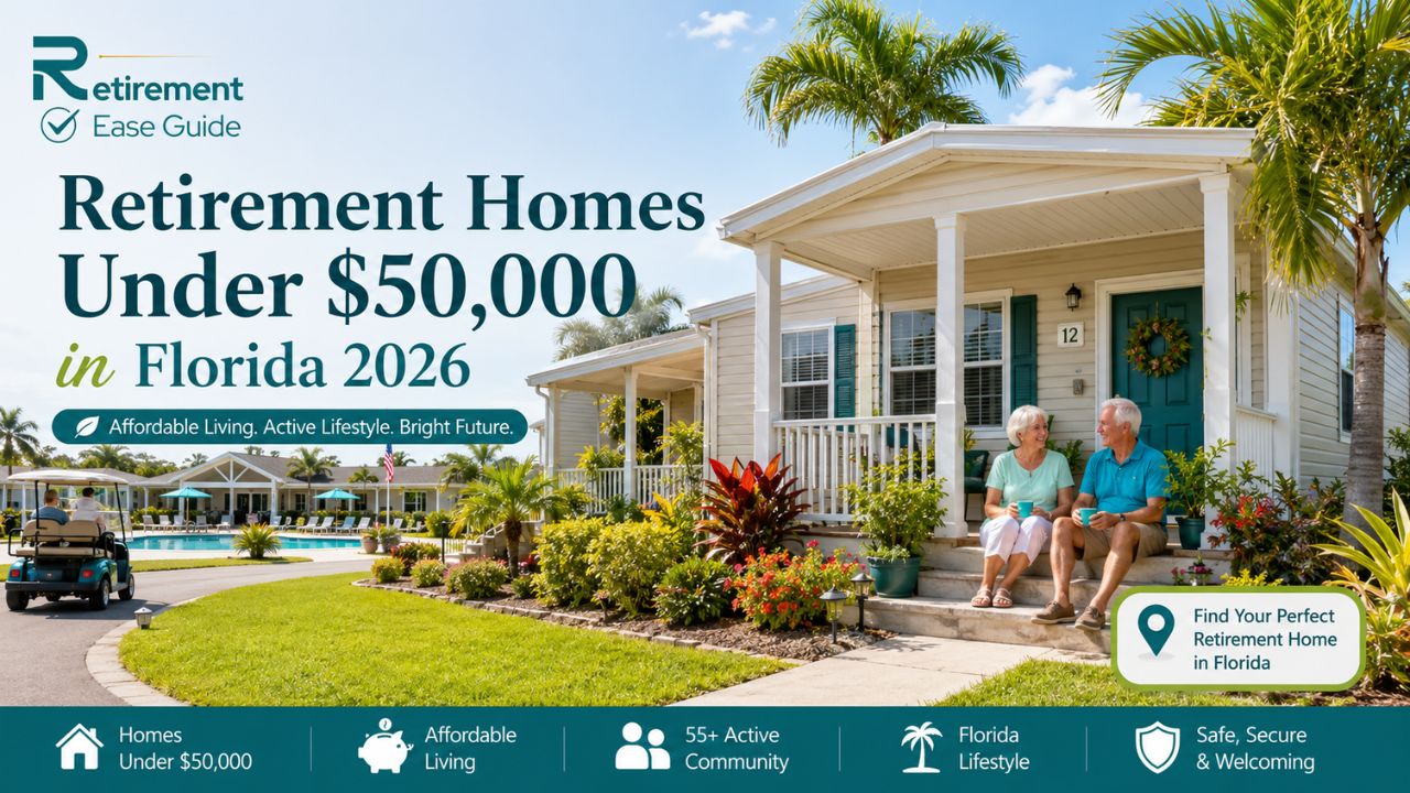 Affordable 55+ manufactured home in Florida retirement community with pool and palm trees