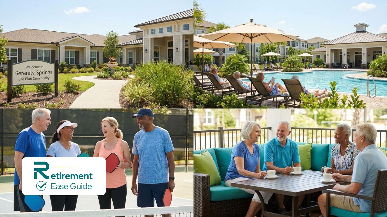 Active seniors enjoying resort-style amenities in a Life Plan Community